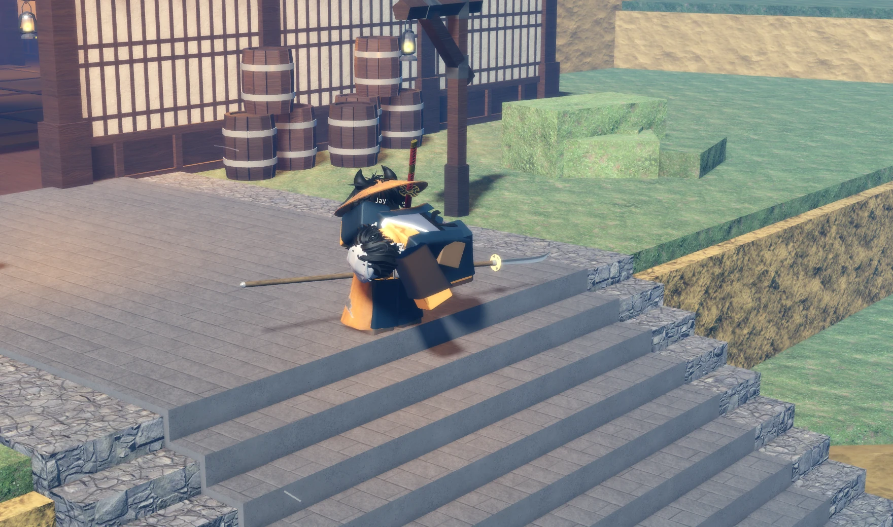 Two fighters clashing on a stone stairway in Vital